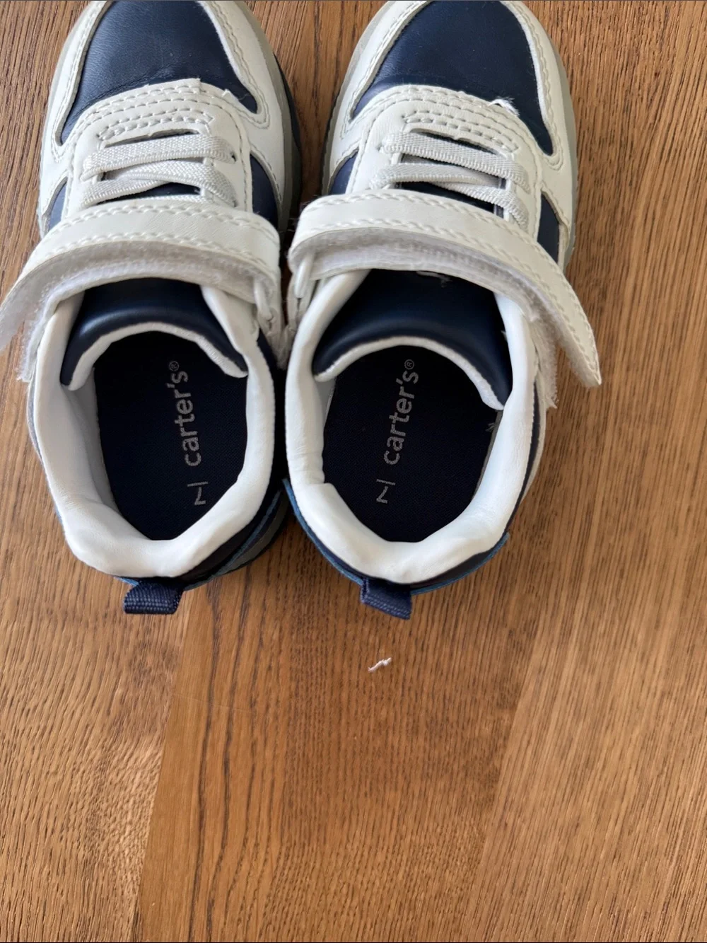 Kids Navy and White Casual Sneakers - Slip On, Velcro Closure